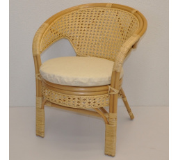 Ratanové kreslo Kina medový vankúš béžové zvýraznenia