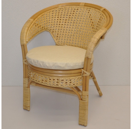 Ratanové kreslo Kina medový vankúš béžové zvýraznenia