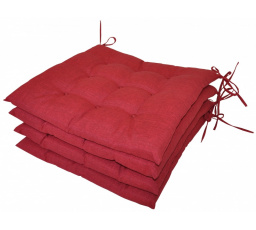 Vankúš na sedenie 9 prešívaní - bordová látka - sada 4 kusov