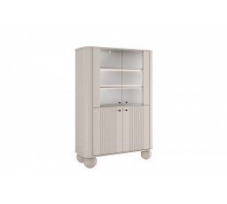 VESPER VITRÍNA 103 4D - kašmír mdf / kašmír / čierne úchyty / nohy gule