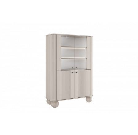 VESPER VITRÍNA 103 4D - kašmír mdf / kašmír / čierne úchyty / nohy gule VESPER VITRÍNA 103 4D - kašmír mdf / kašmír / čierne úchyty / nohy gule