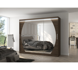 Posuvná skriňa so zrkadlom a LED osvetlením CAMBE 250 Choco+Choco