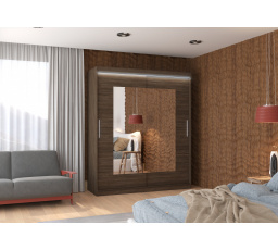 Posuvná skriňa so zrkadlom a LED osvetlením ROSETTE 180 Choco+Choco