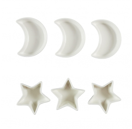 Sada 6 riadov na servírovanie Star/Moon biela