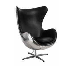 Kreslo Vajce hliníkové čierne PU