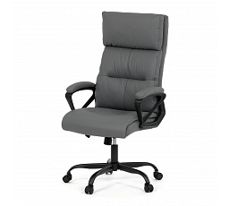 Kancelárska stolička, sivá ekokoža, vreckové pružiny, kovový kríž, kolieska na tvrdú podlahu