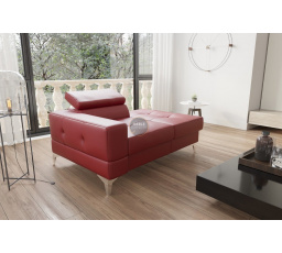 Sofa leňoška TOSCANIA 135 cm prírodná koža - červená koža, pravá strana