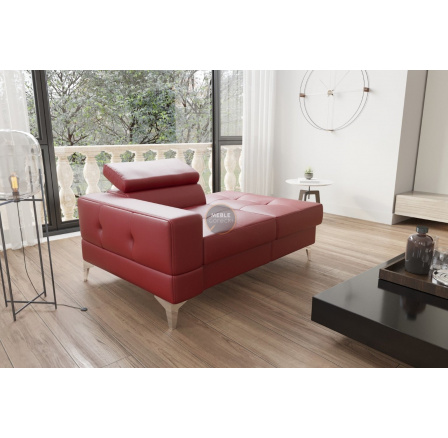 Sofa leňoška TOSCANIA 135 cm prírodná koža - červená koža, pravá strana