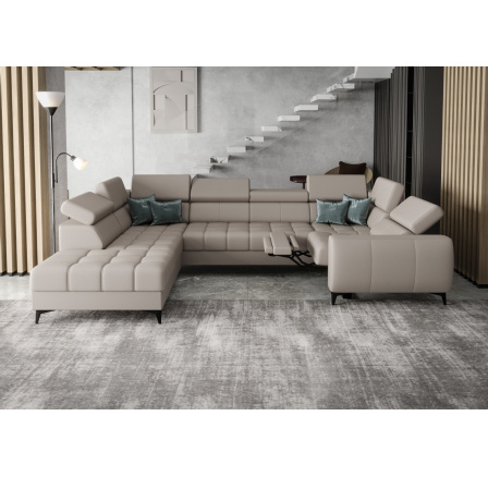 Rohová sedacia súprava PORTO MAX I, relax prírodná koža 225x350X193 cm - sivá koža, ľavá Rohová sedacia súprava PORTO MAX I, relax prírodná koža 225x350X193 cm - sivá koža, ľavá