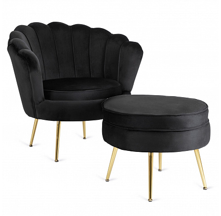 Kreslo GRAND s Podnožkou Čierny Zamatový