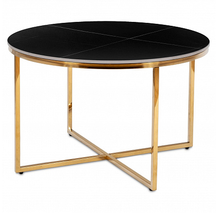 Keramický Stolík MARINE Čierny Mramor Mat/Zlatý