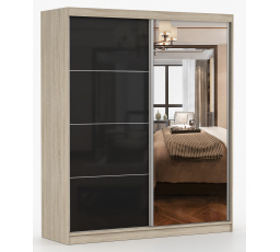 Šatní skriňa MULTI 31 - 183 cm, Dub Sonoma/Čierny Lesk