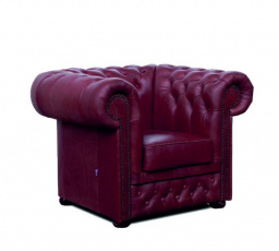 Kreslo Chesterfield Lord 1 koža bordó