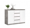 Komoda SIMPLICITY 236, Betón/Biely lesk