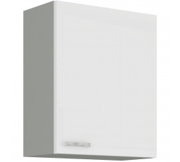 Kuchynská horná skrinka BOLZANO 60-G-72-1F, Biely lesk/Sivá