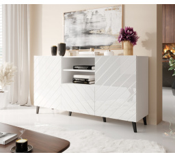 Komoda ABETO, biela matná / biela lesklá