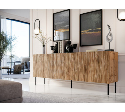 Komoda JUNGLE 190, dub wotan matný/čierny matný