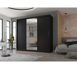 Posuvná skriňa so zrkadlom ERWIN 235 Čierna+Čierna