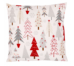Polštář s výplní - sametový, se stromky, 45 x 45 cm