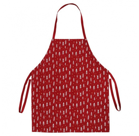 Zástěra kuchyňská - vánoční vzor, červená, 100% bavlna