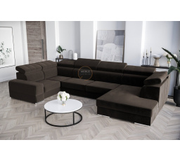 Rohová sedacia súprava ROYAL MAX I 210x375x185 - hnedá, ľavá