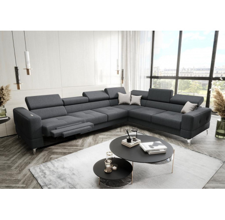Rohová sedacia súprava TOSCANIA MAX, relax 320×250 - grafit, pravá