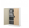 Kovová skriňa policová Eco Design KEVIN, 900 x 1400 x 400 mm, Biela/ dub sonoma