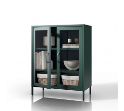 Presklená vitrína nízka fľaškovozelená: Moderná GINA, 800 x 1015 x 400 mm