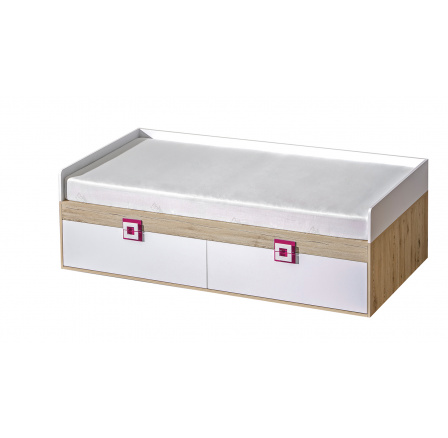 Detská posteľ NICO 14, Svetlý Dub/Biela/Ružová