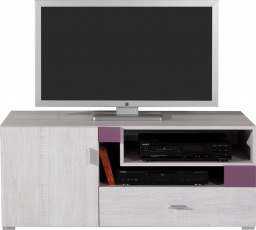 TV stolík NEXT - NX12, biela borovica + fialová