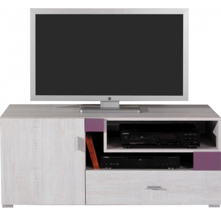 TV stolík NEXT - NX12, biela borovica + fialová