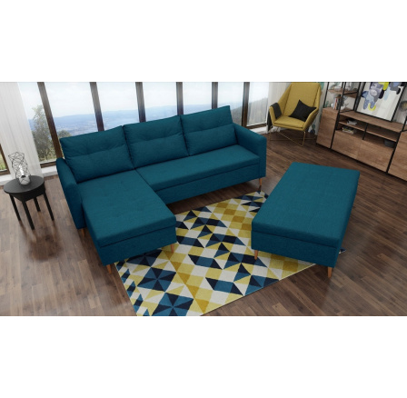 Rohová sedacia súprava s taburetom Areon L modrá