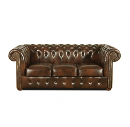 Pohovka Chesterfield Classic 3 koža hnedá Pohovka Chesterfield Classic 3 koža hnedá