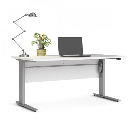 Písací stôl OFFICE 80400/318, Biela/Strieborná sivá