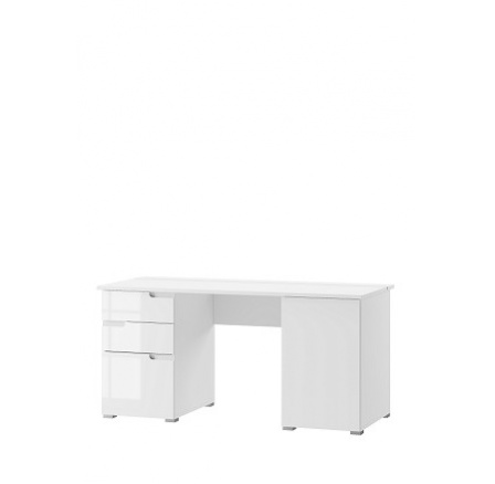 SAMOA 15 (SELENE 15) - písací stôl s 2 dvierkami a 2 zásuvkami - biely mat / biely lesk (SZ) (K150-Z)