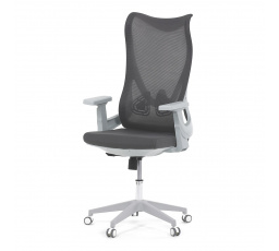 Kancelárska stolička, sivá MESH, biely plast, plastový kríž