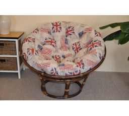 Ratanový papasan 110 cm hnedý vankúš s motívom vlajky