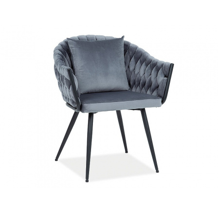 Jedálenská stolička NUVO Velvet, sivá Bluvel 14/čierna