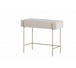 Toaletný stolík Malmi 100 cm so zásuvkami - kašmír / crema bianca / zlaté nožičky