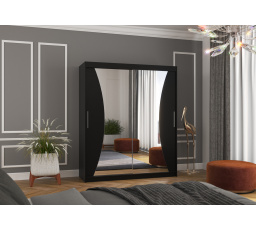 Posuvná skriňa so zrkadlom CHARLOTTE 180 Čierna+Čierna