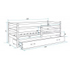 Detská posteľ ERYK 90x200 cm so zásuvkou, s matracom, Prírodná/Zelená