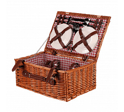 Koš piknikový - s vybavením pro 4 osoby, proutěný, barva hnědá