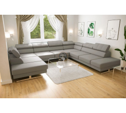 Rohová sedacia súprava EMPORIO MAX I 300x350x220 prírodná koža - sivá koža, pravá