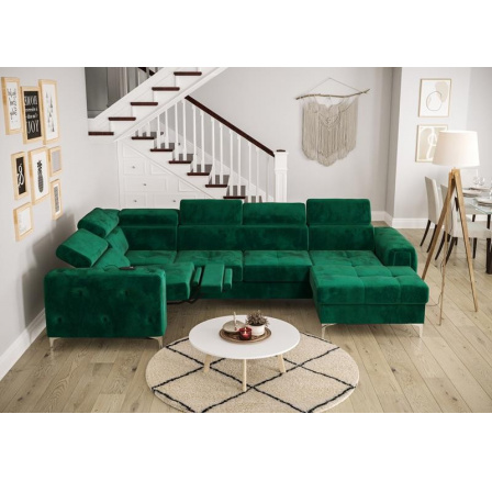 Rohová sedacia súprava ORION MAX III, relax s funkciou spania 165x320x190 cm - zelená, ľavá