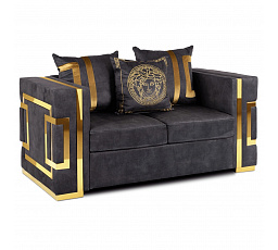 Sofa PALLAZO 2S Dvojmiestna Čierna/Zlatá