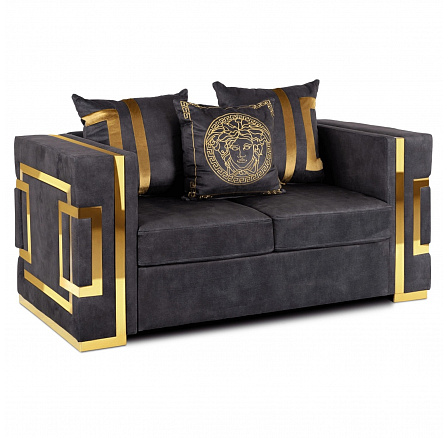 Sofa PALLAZO 2S Dvojmiestna Čierna/Zlatá