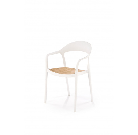 Jedálenská stolička stohovateľná K530, biela/prírodná