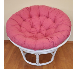 Ratanový papasan 100 cm biely, malinovo modrý