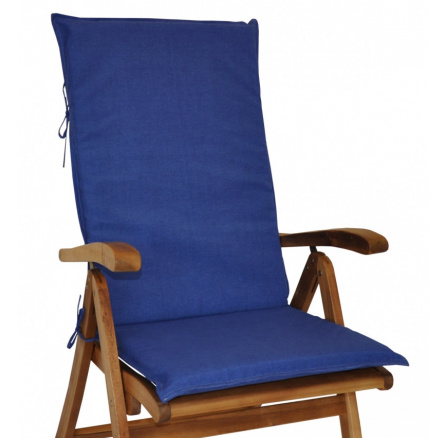 Vankúš pre záhradné kreslo z teakového dreva UNI vysoký - látka tmavomodrá melír