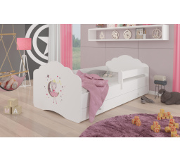 Posteľ s matracom, zábranou a zásuvkou CASIMO SLEEPING PRINCESS 160x80 White